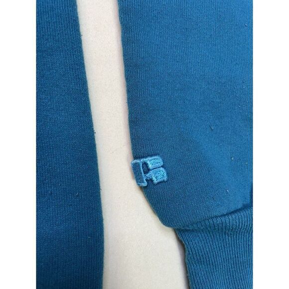 VINTAGE Russell Athletic Blank Crewneck Sweatshirt Men Large Blue USA 80s - Picture 2 of 9